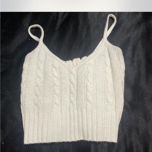 Elegant White Cable Knit Women's Top